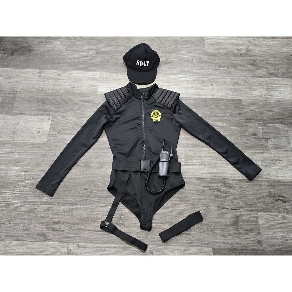 Leg Avenue Black Sexy SWAT Babe Halloween Costume Police Officer Cop Bodysuit - Picture 8 of 8